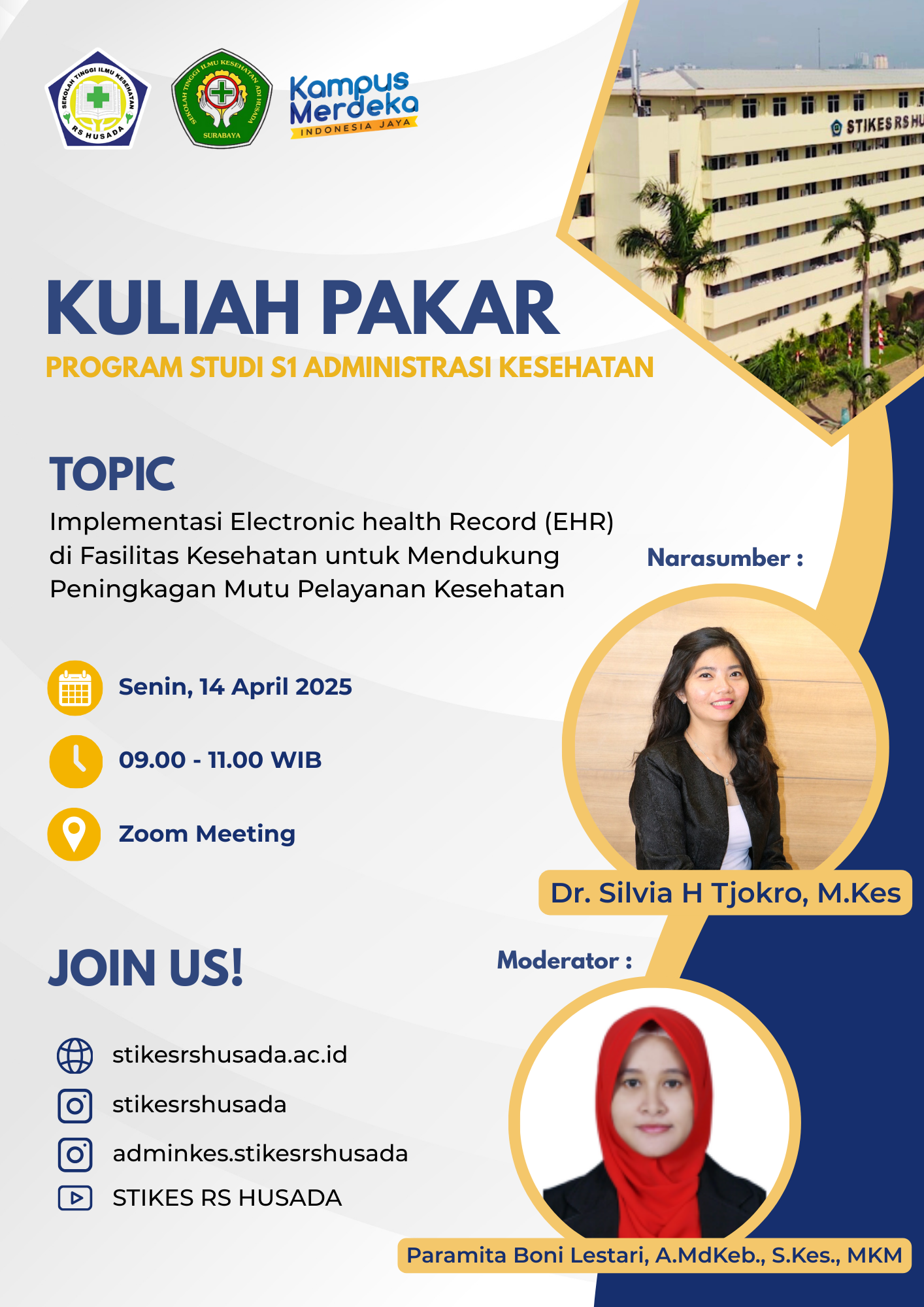Kuliah Pakar Program Studi S1 Administrasi Kesehatan : Implementasi Electronic health Record (EHR) di Fasilitas Kesehatan untuk Mendukung Peningkagan Mutu Pelayanan Kesehatan