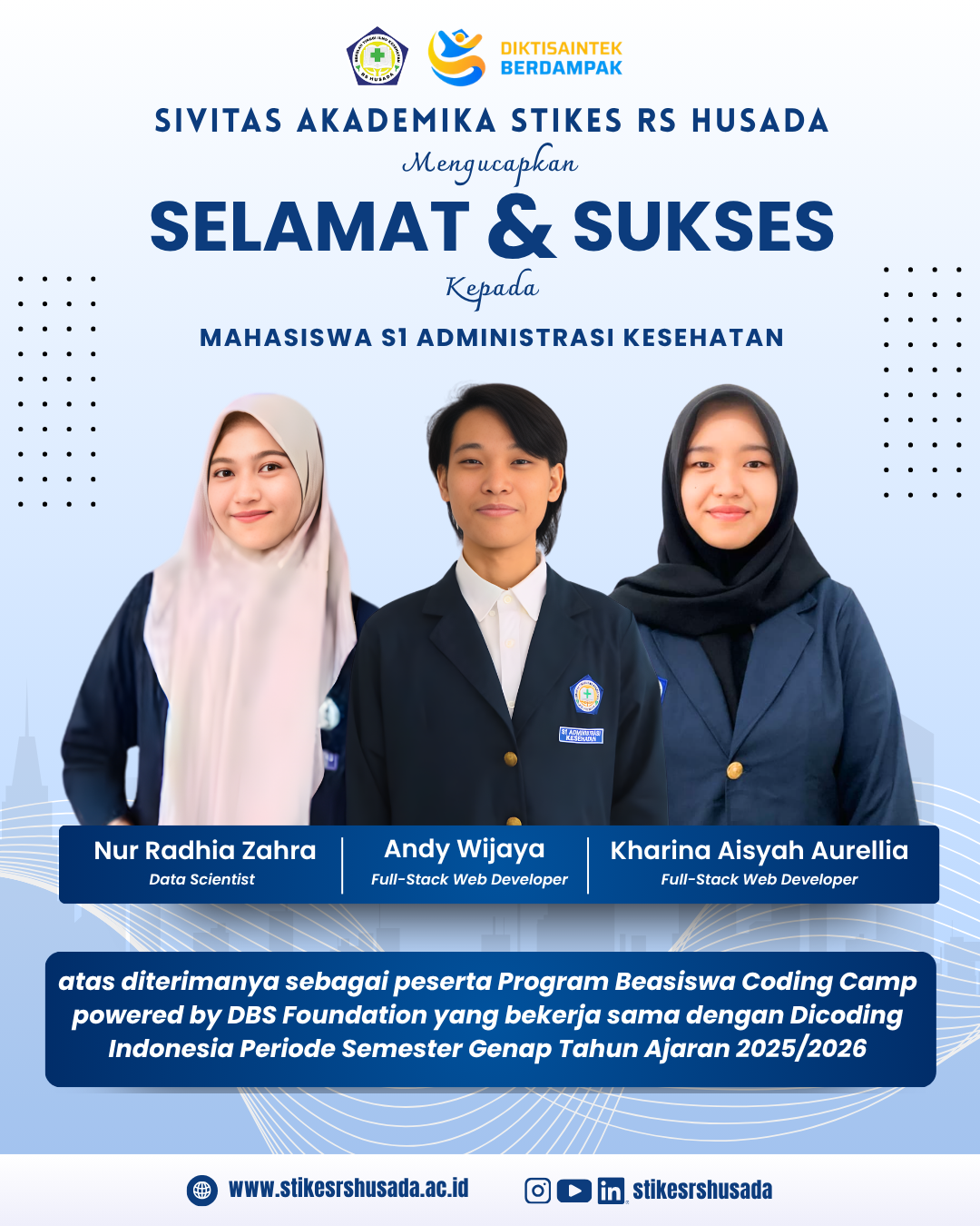 Mahasiswa Program Studi S1 Administrasi Kesehatan Diterima sebagai Peserta Program Beasiswa Coding Camp powered by DBS Foundation